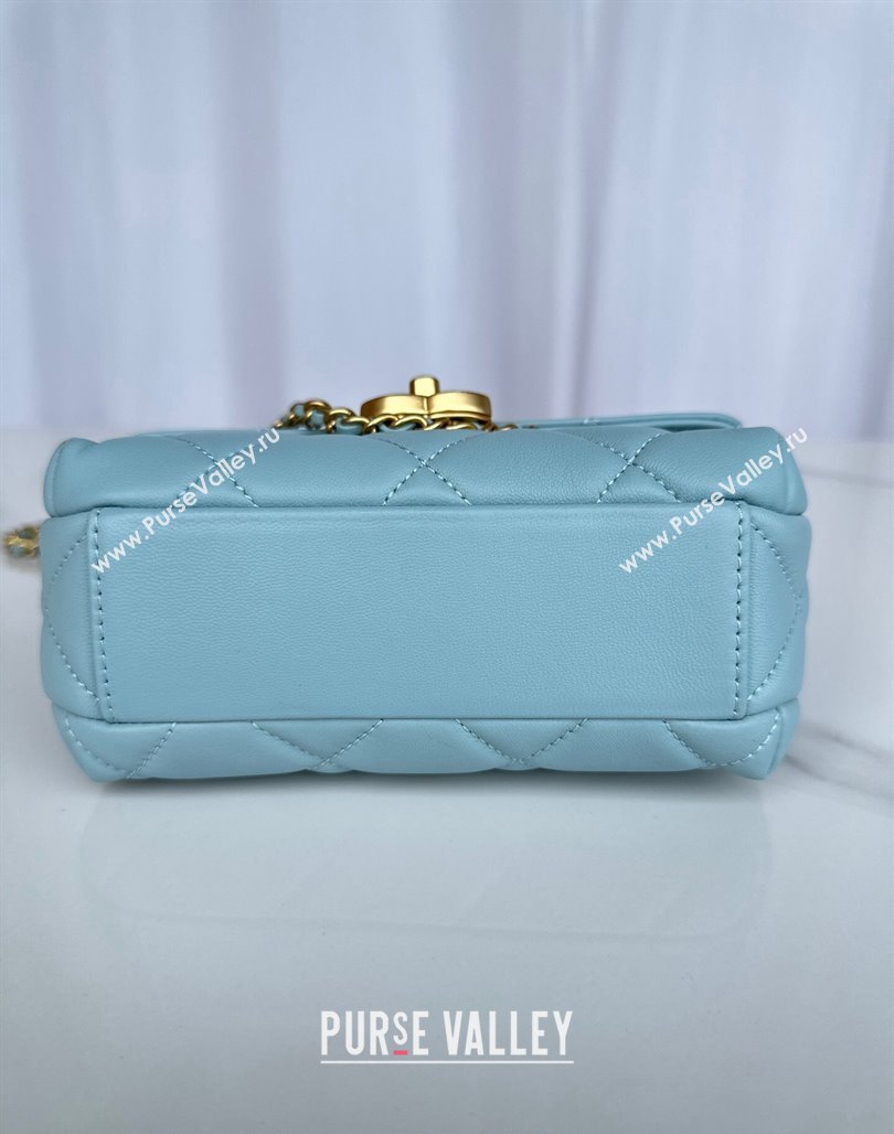 Chanel Shiny Lambskin Mini Flap Bag with Pearls AS4986 Light Blue 2024 (yezi-240627056)