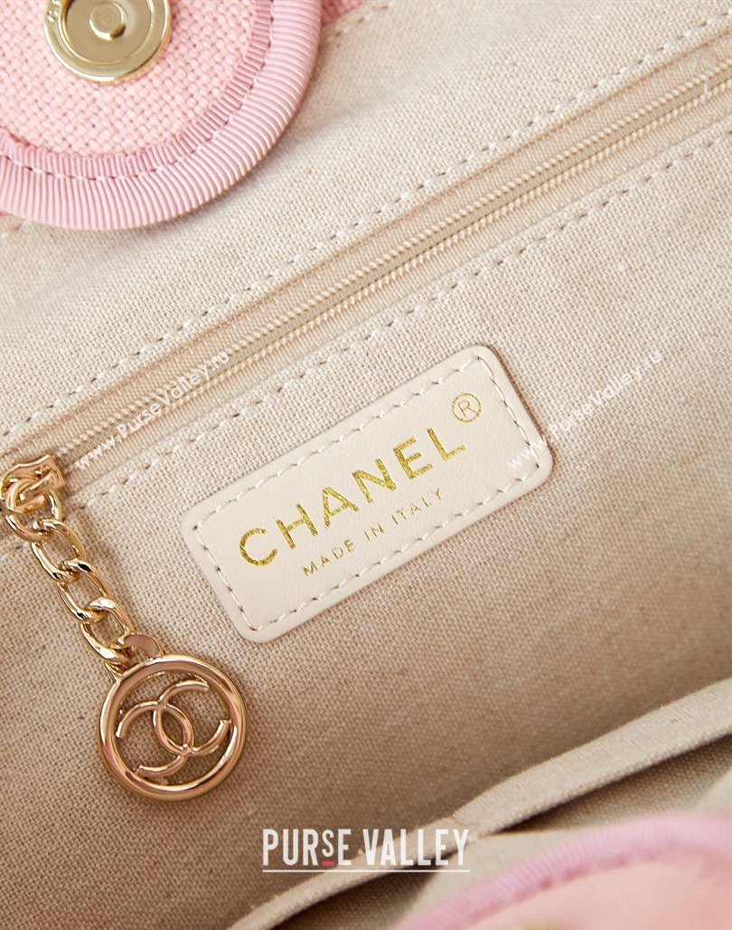 Chanel Deauville Mixed Fibers  Calfskin Small Shopping Bag Light Pink 2024 AS3257 (yezi-240627043)