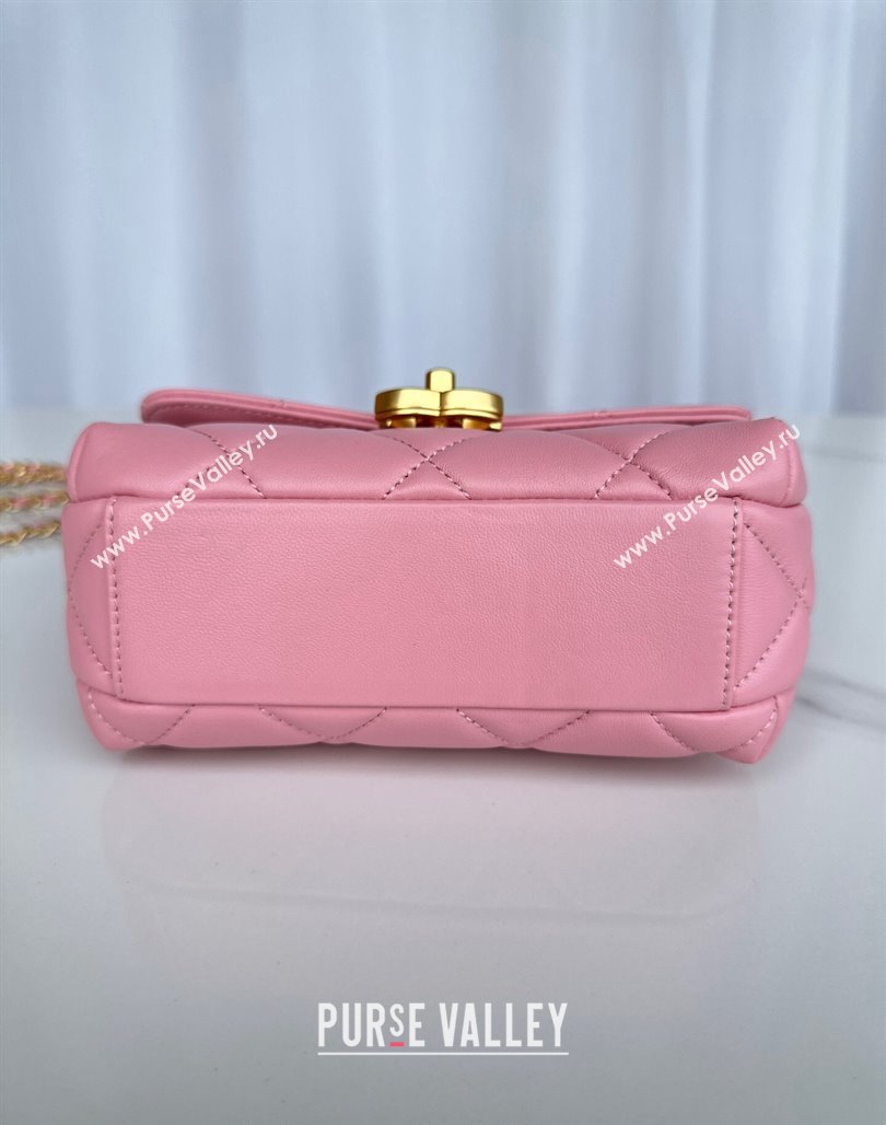 Chanel Shiny Lambskin Mini Flap Bag with Pearls AS4986 Pink2 2024 (yezi-240627057)