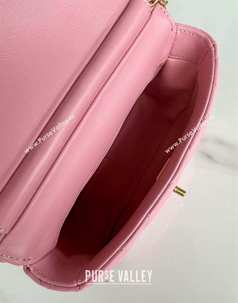 Chanel Shiny Lambskin Mini Flap Bag with Pearls AS4986 Pink2 2024 (yezi-240627057)