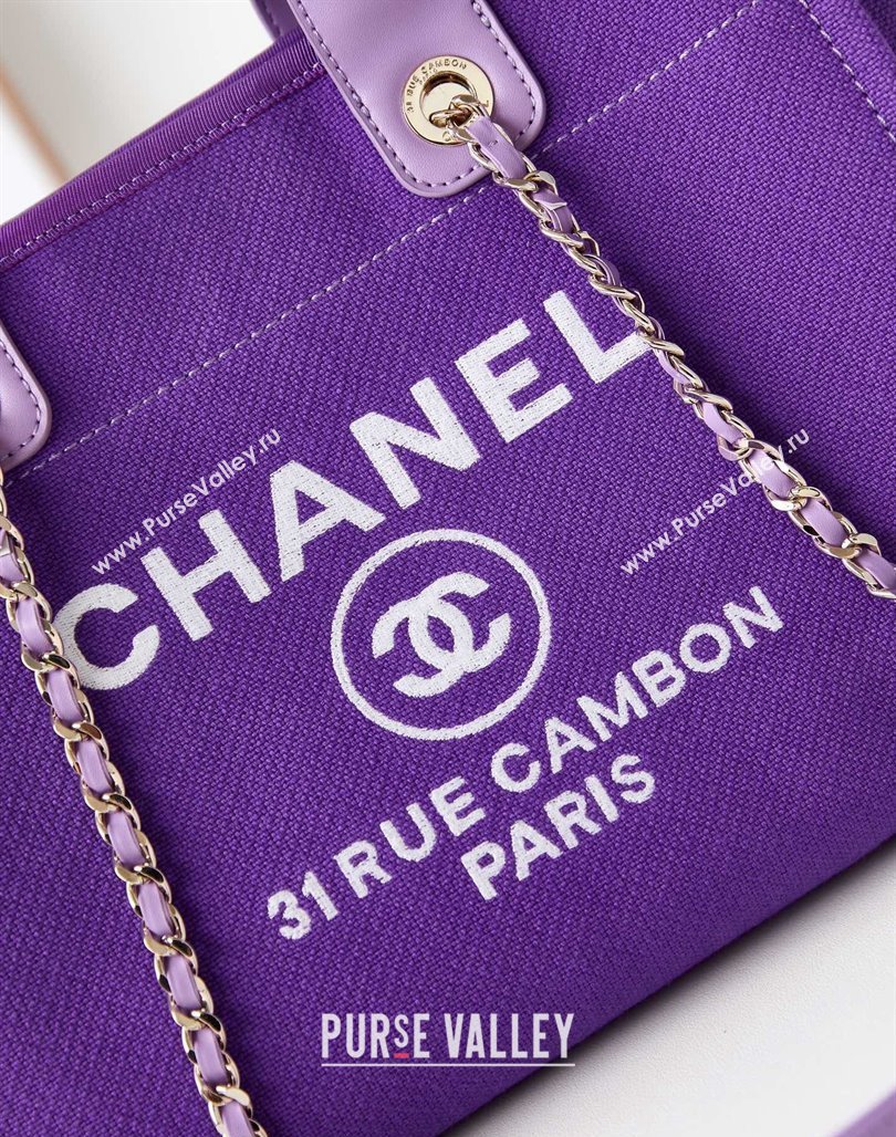 Chanel Deauville Mixed Fibers  Calfskin Small Shopping Bag Purple 2024 AS3257 (yezi-240627041)