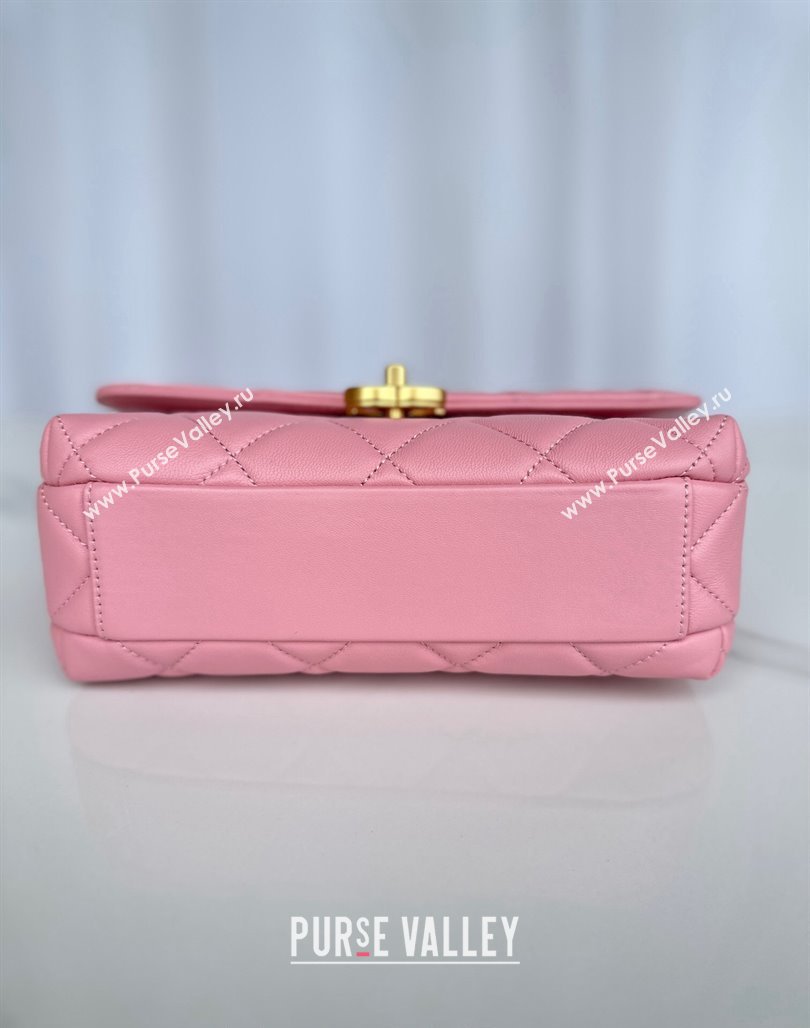 Chanel Shiny Lambskin Small Flap Bag with Pearls AS5011 Pink2 2024 (yezi-240627064)