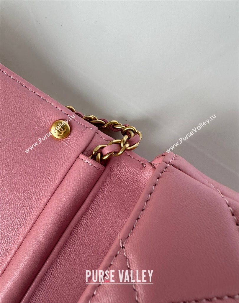 Chanel Shiny Lambskin Small Flap Bag with Pearls AS5011 Pink2 2024 (yezi-240627064)