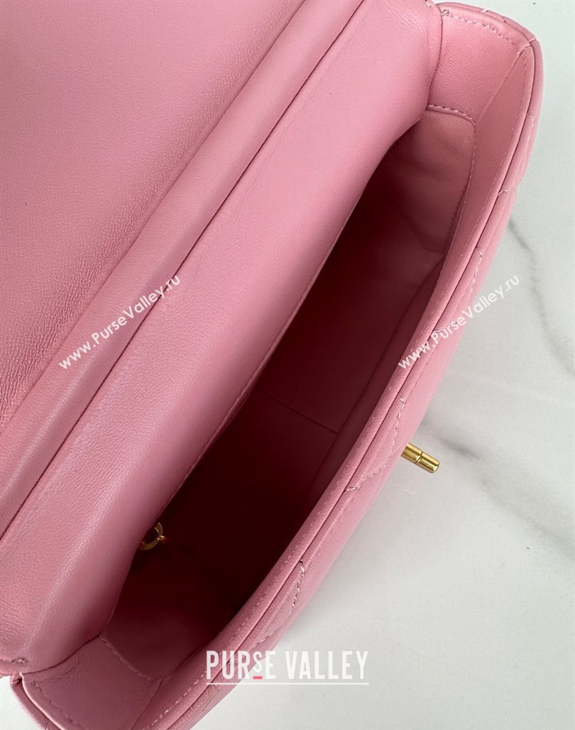 Chanel Shiny Lambskin Small Flap Bag with Pearls AS5011 Pink2 2024 (yezi-240627064)