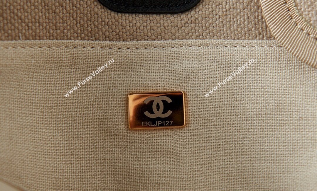 Chanel Deauville Mixed Fibers  Calfskin Small Shopping Bag Beige/Black 2024 AS3257 (yezi-240627044)