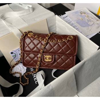 Chanel Lambskin Square Small Flap Bag AS3587 Burgundy 2024 (yezi-240627074)