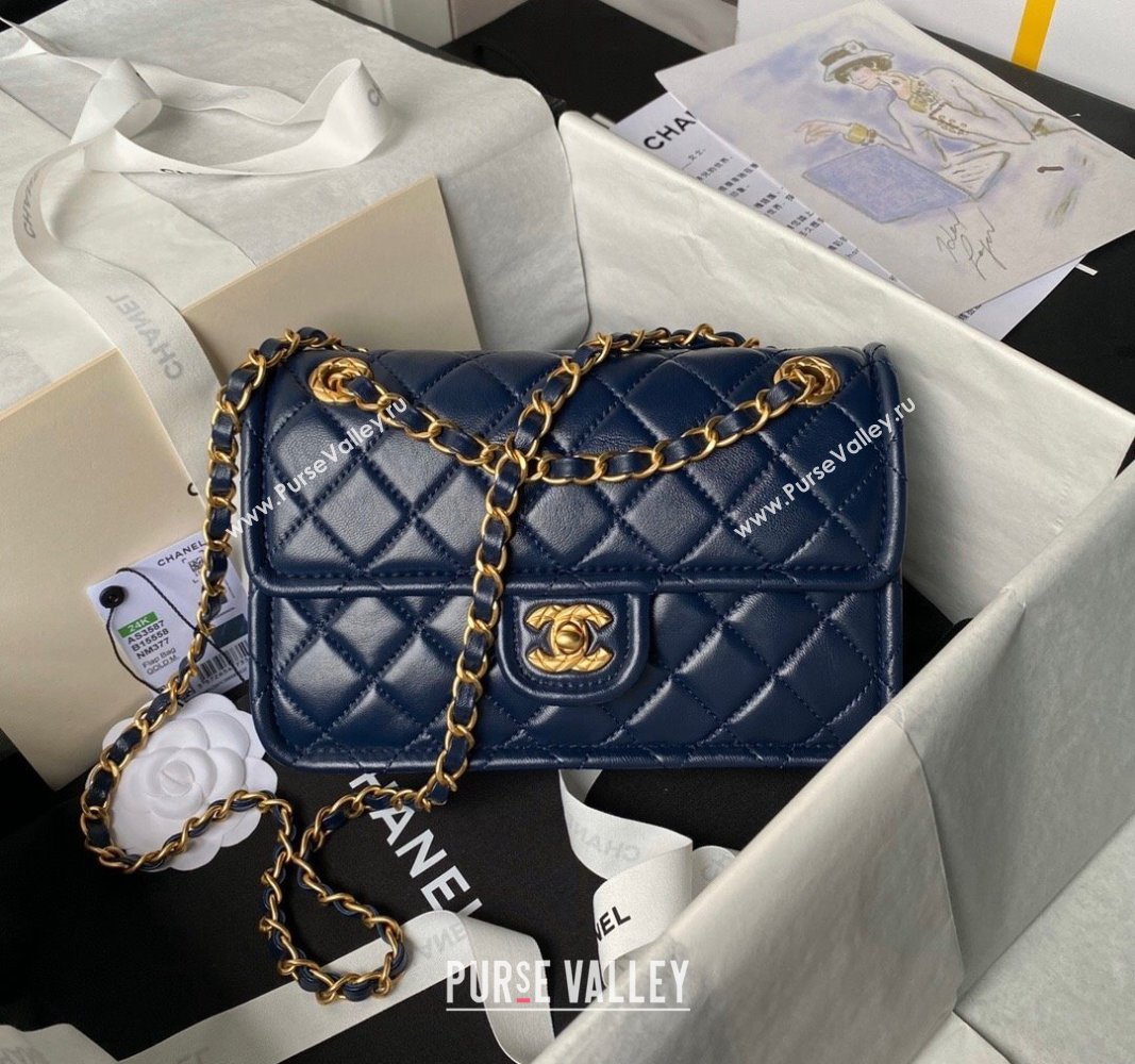 Chanel Lambskin Square Small Flap Bag AS3587 Blue 2024 (yezi-240627075)