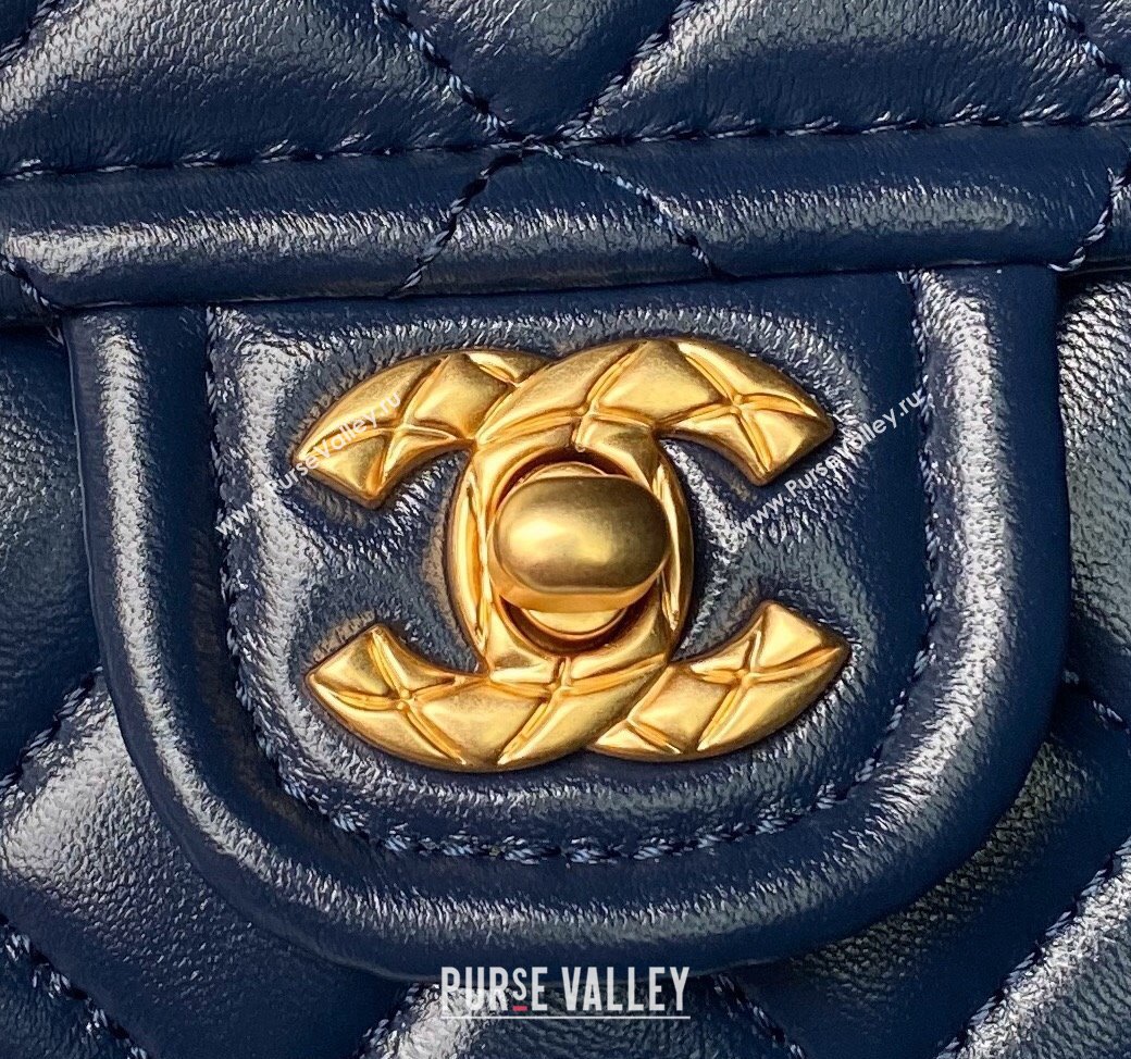 Chanel Lambskin Square Small Flap Bag AS3587 Blue 2024 (yezi-240627075)