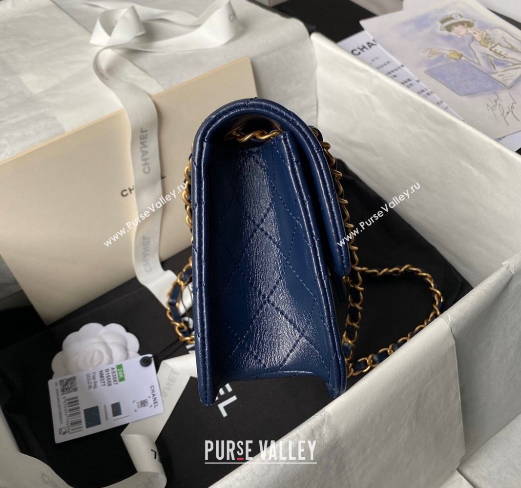 Chanel Lambskin Square Small Flap Bag AS3587 Blue 2024 (yezi-240627075)