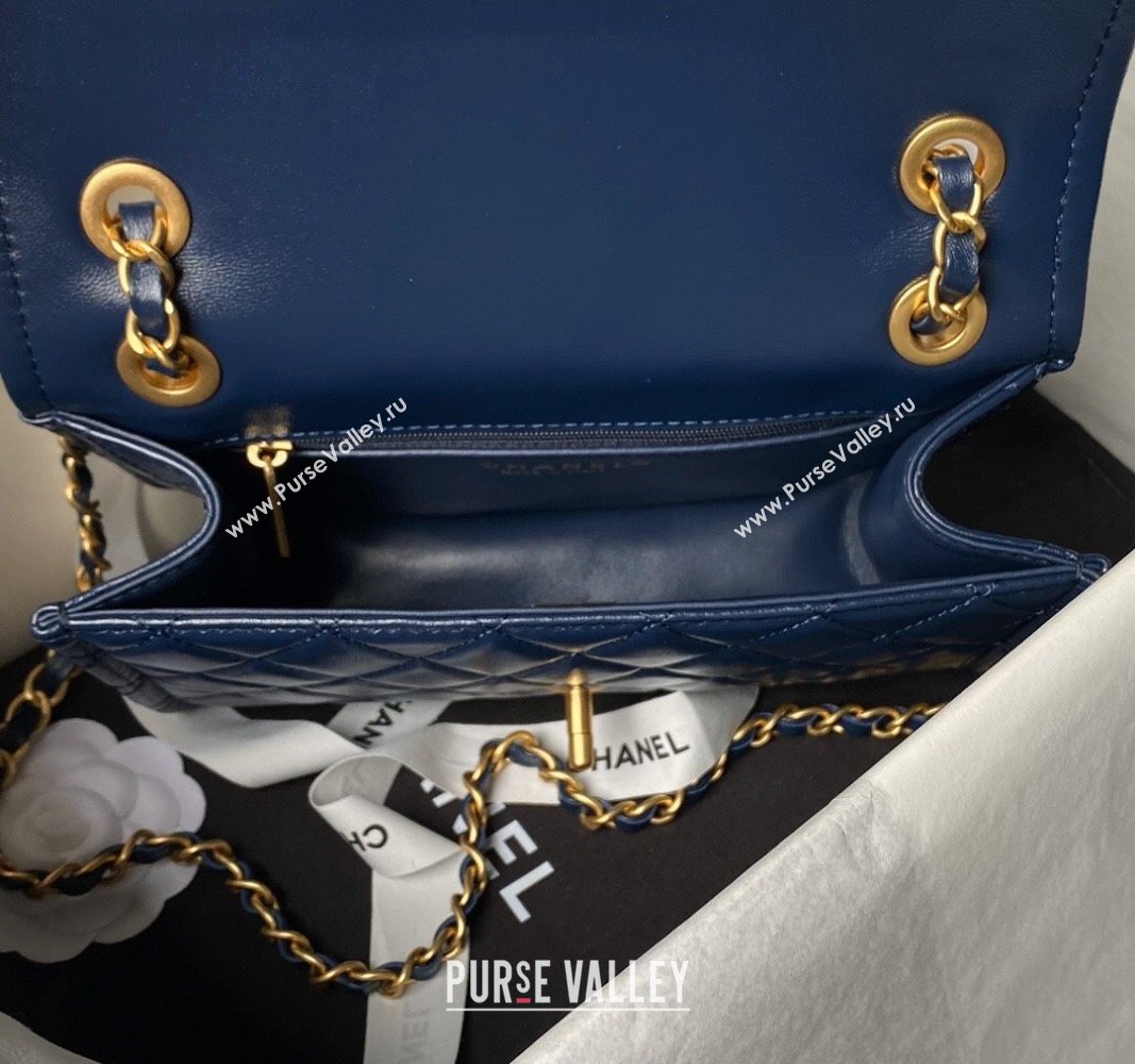 Chanel Lambskin Square Small Flap Bag AS3587 Blue 2024 (yezi-240627075)