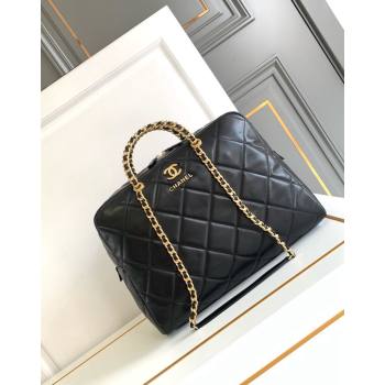 Chanel Quilted Calfskin Vintage Bowling Bag Black 2024 0517 (yezi-240627077)