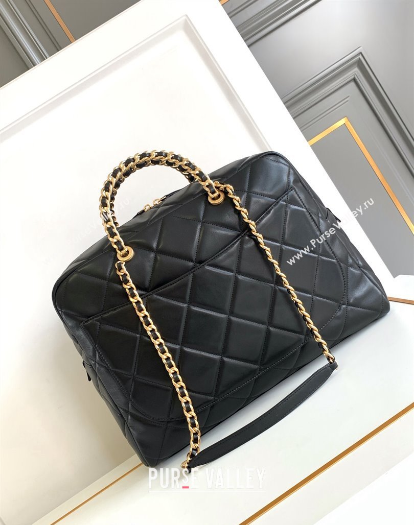 Chanel Quilted Calfskin Vintage Bowling Bag Black 2024 0517 (yezi-240627077)