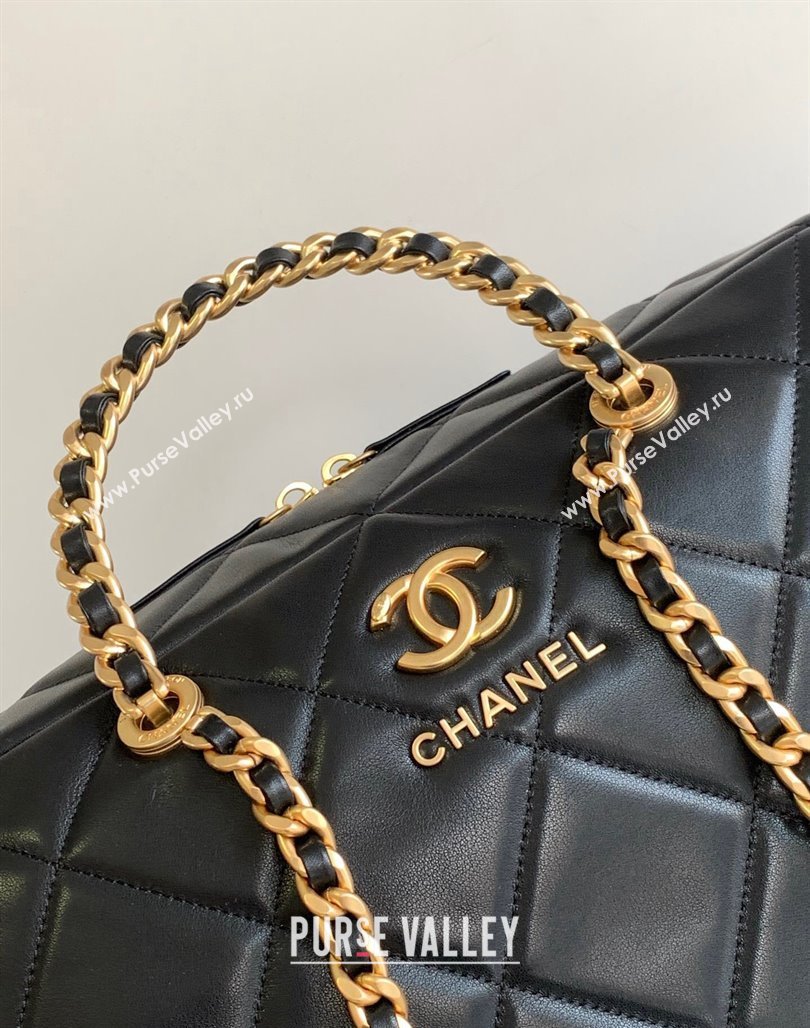 Chanel Quilted Calfskin Vintage Bowling Bag Black 2024 0517 (yezi-240627077)