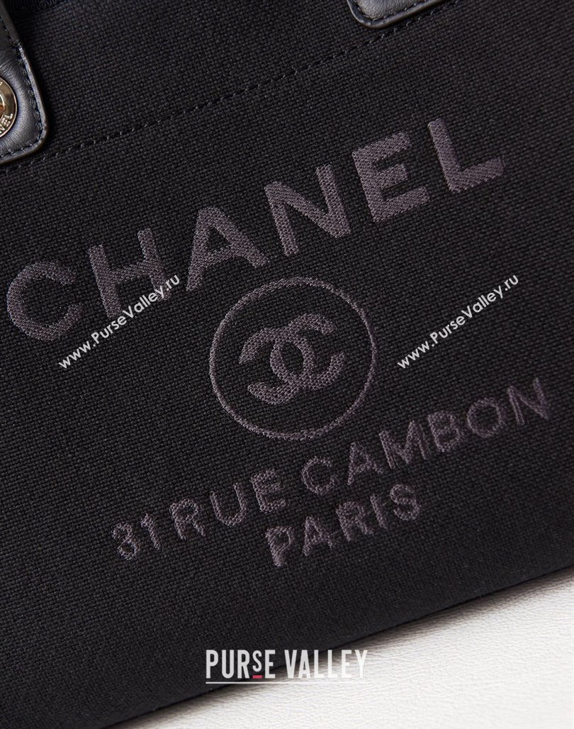 Chanel Deauville Mixed Fibers  Calfskin Small Shopping Bag Black/Grey 2024 AS3257 (yezi-240627046)