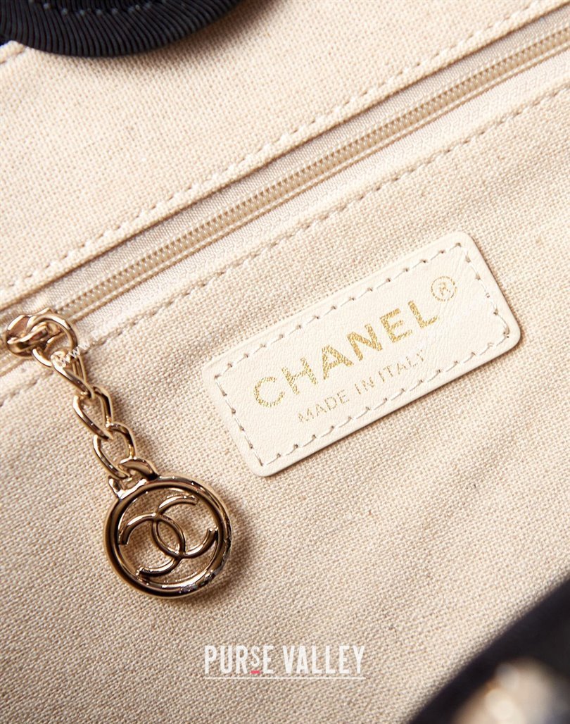 Chanel Deauville Mixed Fibers  Calfskin Small Shopping Bag Black/Grey 2024 AS3257 (yezi-240627046)