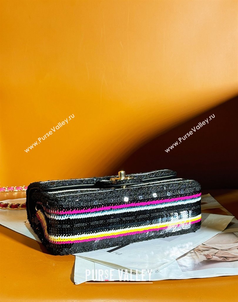 Chanel Sequins Mini Classic Flap bag Black 2024 A69900 (yezi-240627082)
