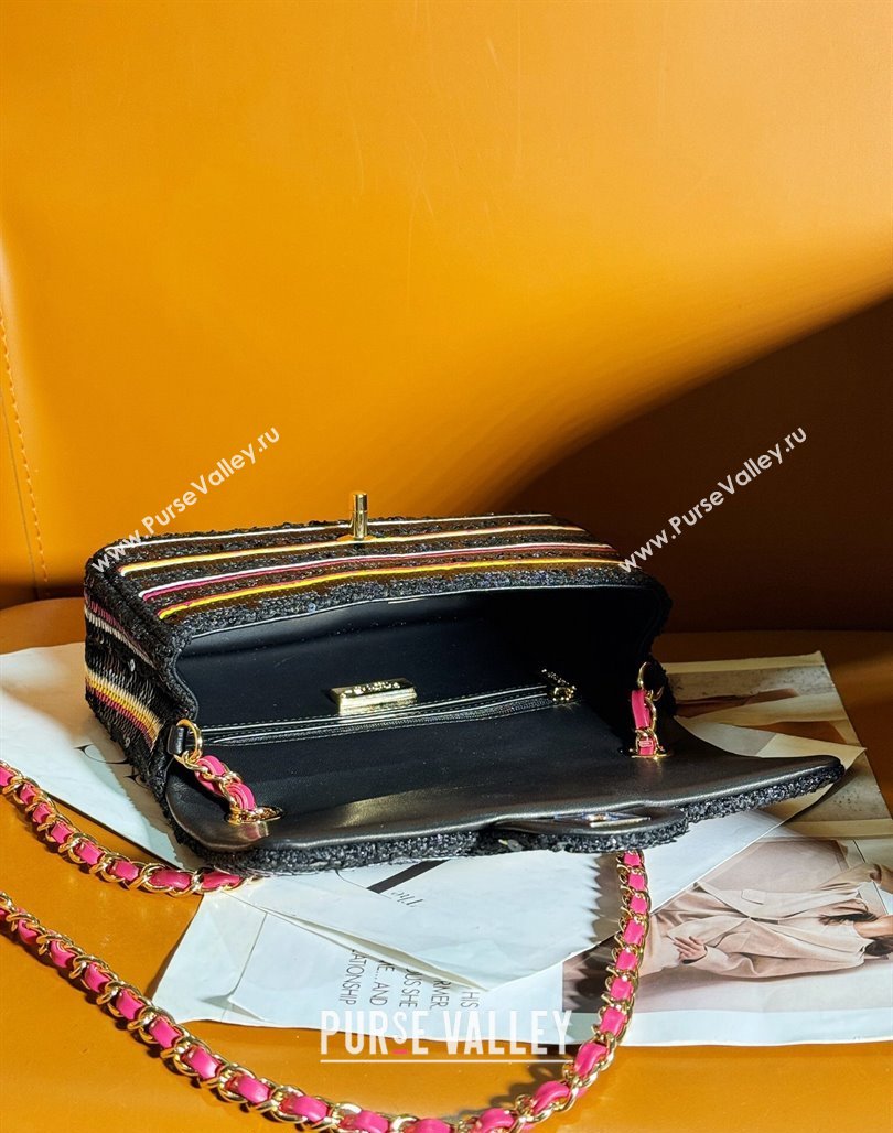 Chanel Sequins Mini Classic Flap bag Black 2024 A69900 (yezi-240627082)