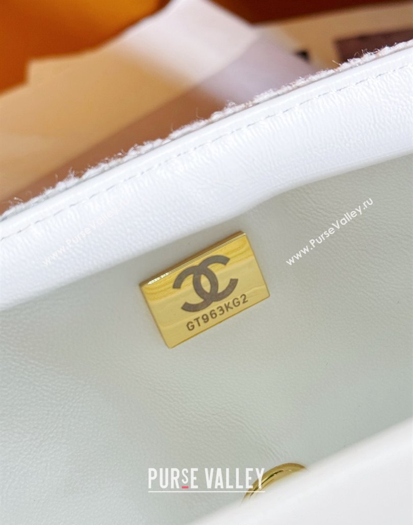 Chanel Sequins Mini Classic Flap bag White 2024 A69900 (yezi-240627083)