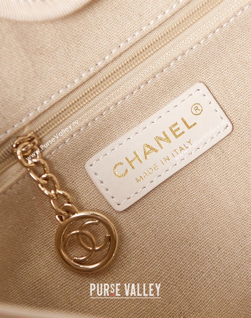 Chanel Deauville Mixed Fibers  Calfskin Small Shopping Bag White 2 2024 AS3257 (yezi-240627047)