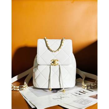 Chanel Lambskin Backpack Bag AS4866 White 2024 (yezi-240627085)