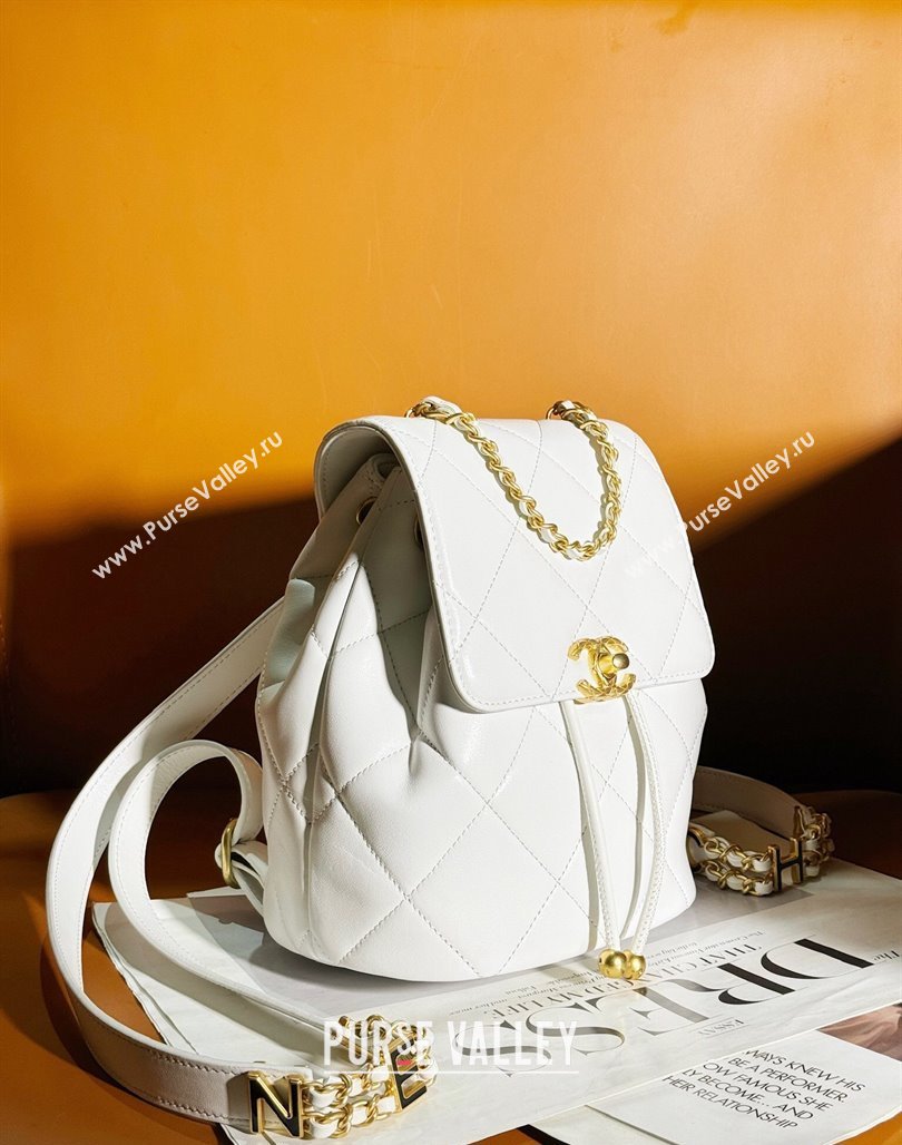 Chanel Lambskin Backpack Bag AS4866 White 2024 (yezi-240627085)