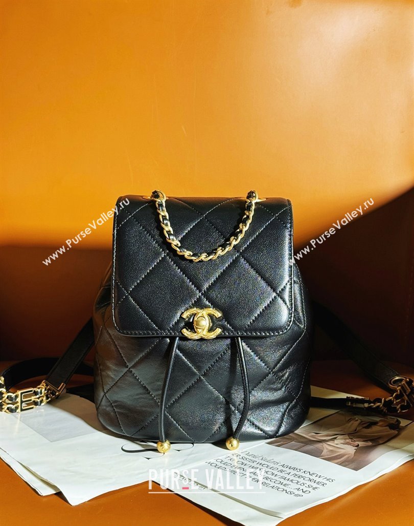 Chanel Lambskin Backpack Bag AS4866 Black 2024 (yezi-240627086)