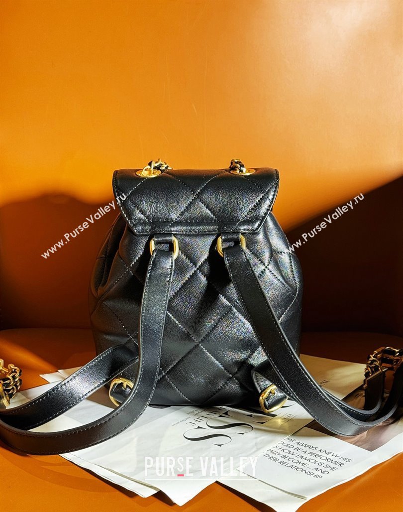 Chanel Lambskin Backpack Bag AS4866 Black 2024 (yezi-240627086)