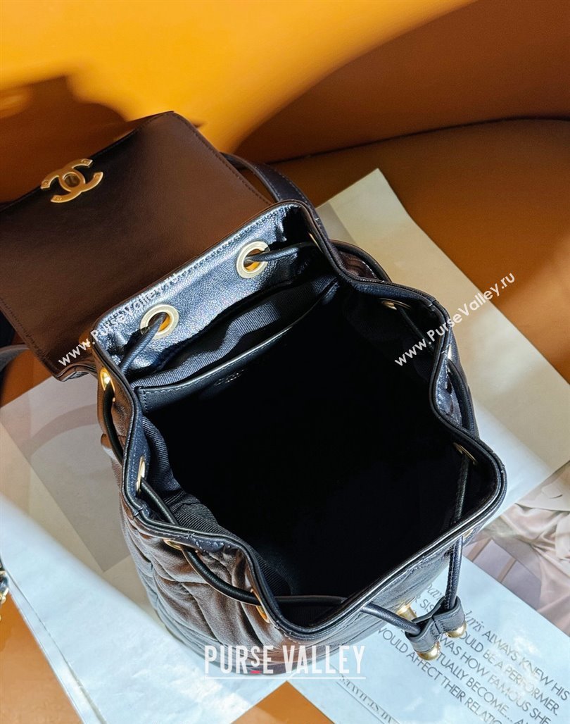 Chanel Lambskin Backpack Bag AS4866 Black 2024 (yezi-240627086)