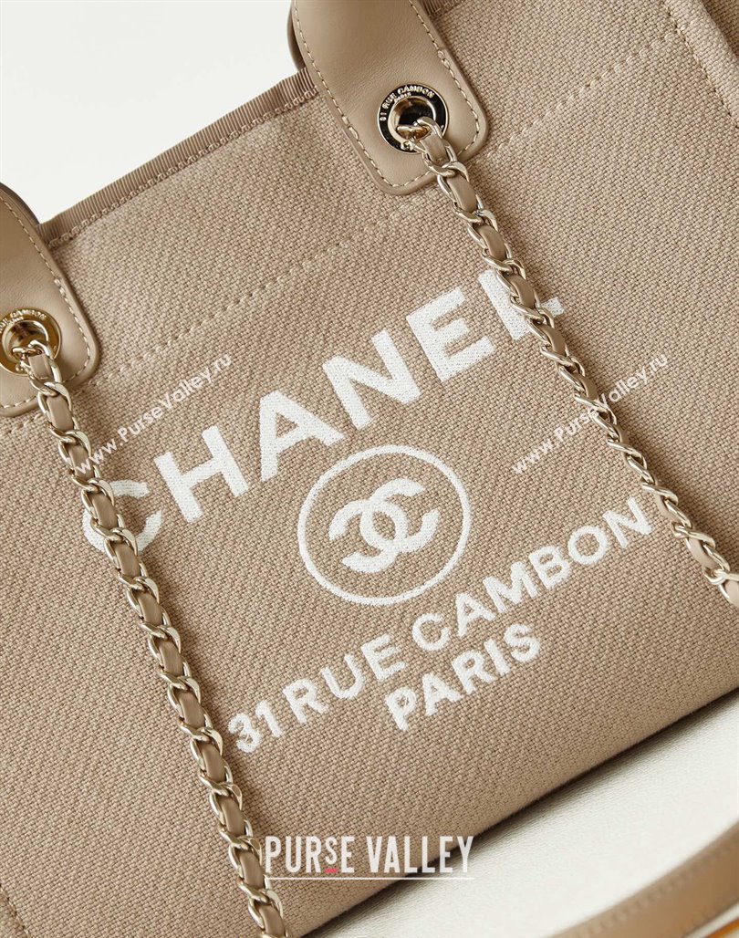 Chanel Deauville Mixed Fibers  Calfskin Small Shopping Bag Beige/White 2024 AS3257 (yezi-240627048)