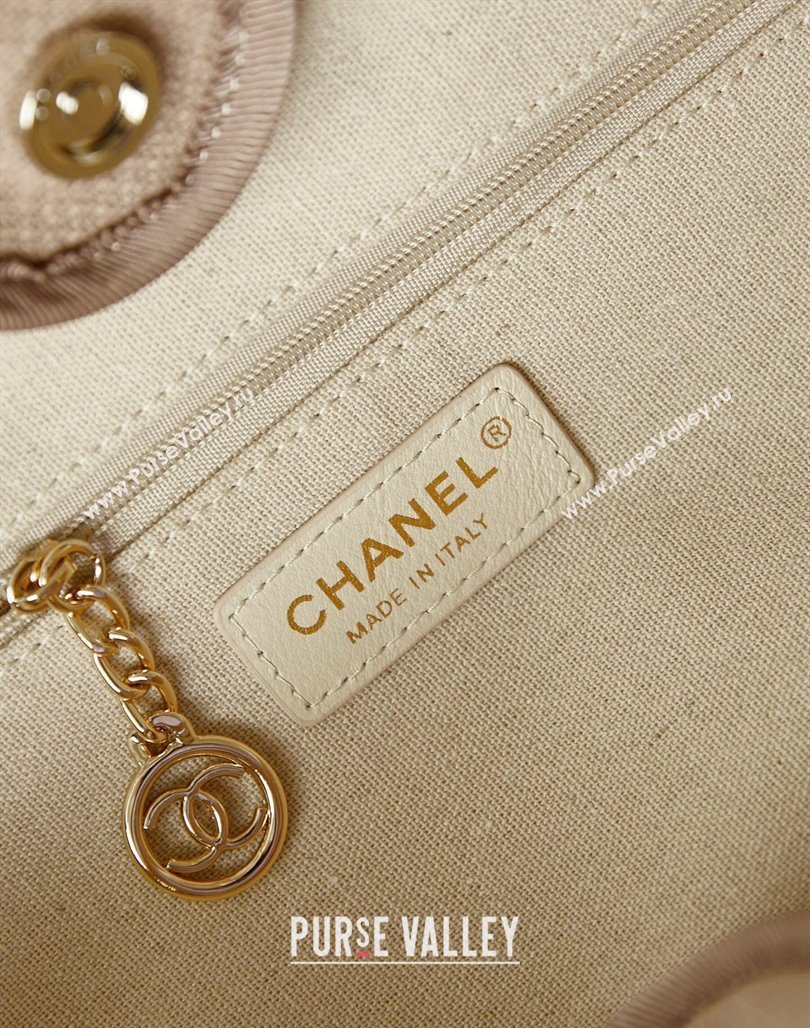 Chanel Deauville Mixed Fibers  Calfskin Small Shopping Bag Beige/White 2024 AS3257 (yezi-240627048)