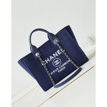 Chanel Deauville Mixed Fibers Calfskin Small Shopping Bag Blue/White 2024 AS3257 (yezi-240627050)