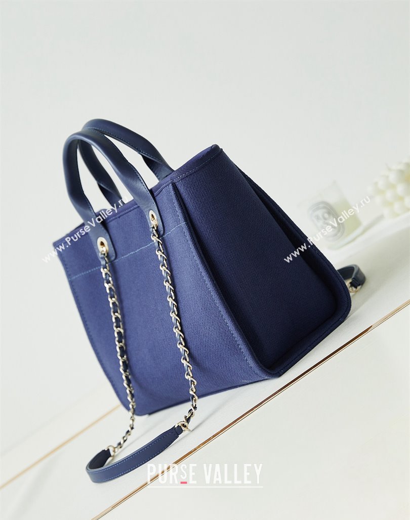 Chanel Deauville Mixed Fibers  Calfskin Small Shopping Bag Blue/White 2024 AS3257 (yezi-240627050)