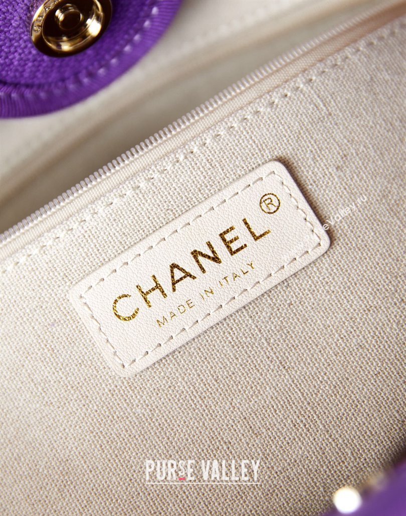 Chanel Deauville Mixed Fibers  Calfskin Small Shopping Bag Purple 2024 AS3257 (yezi-240627041)