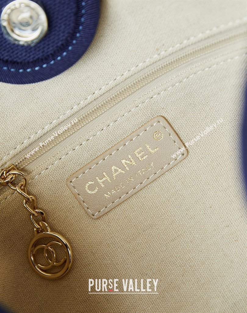 Chanel Deauville Mixed Fibers  Calfskin Small Shopping Bag Blue/White 2024 AS3257 (yezi-240627050)