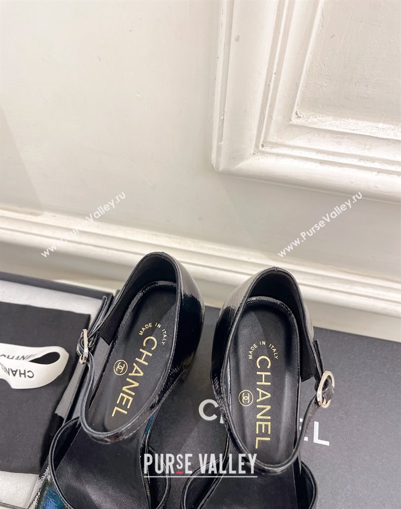 Chanel Calfskin Sandals 7.5cm with Gold-Tone Heel Black 2024 070102 (MD-240701089)