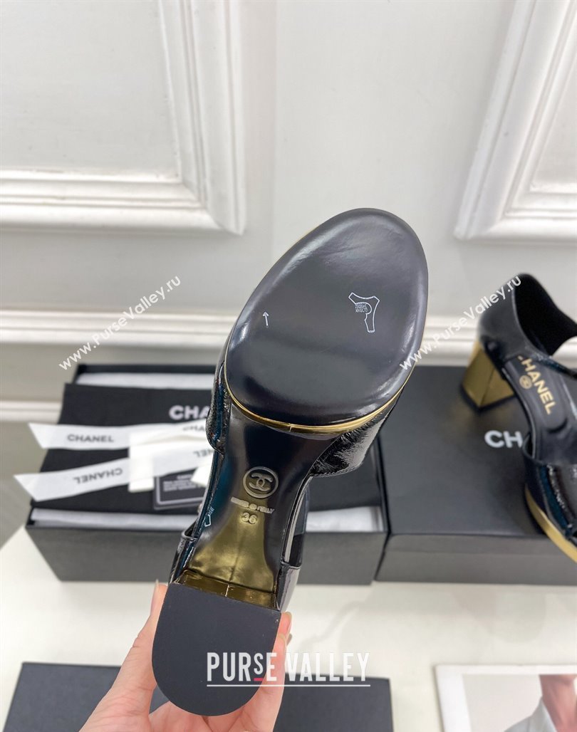 Chanel Calfskin Sandals 7.5cm with Gold-Tone Heel Black 2024 070102 (MD-240701089)