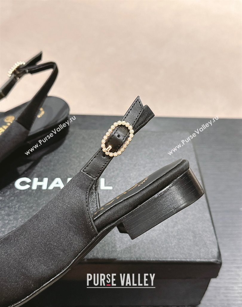 Chanel Satin Slingback Flats with Colored CC Black 2024 0701 (MD-240701098)