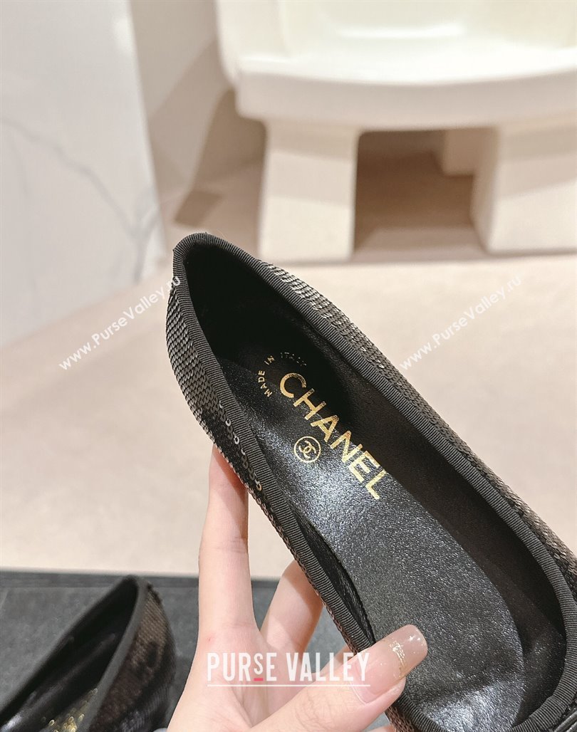 Chanel Sequins Classic Ballet Flats Black 2024 0701 (MD-2407014)