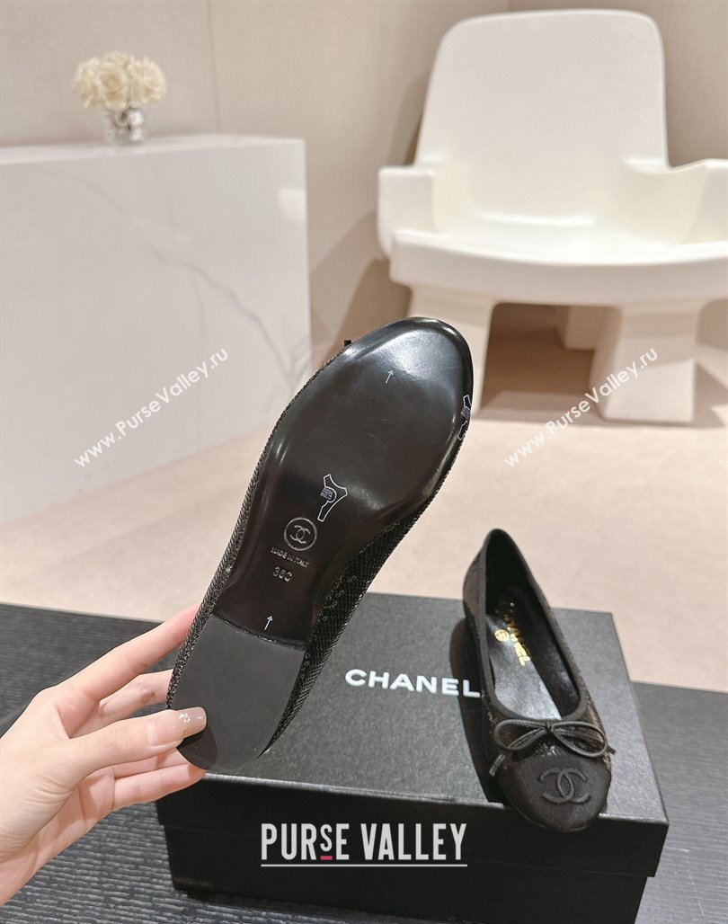 Chanel Sequins Classic Ballet Flats Black 2024 0701 (MD-2407014)