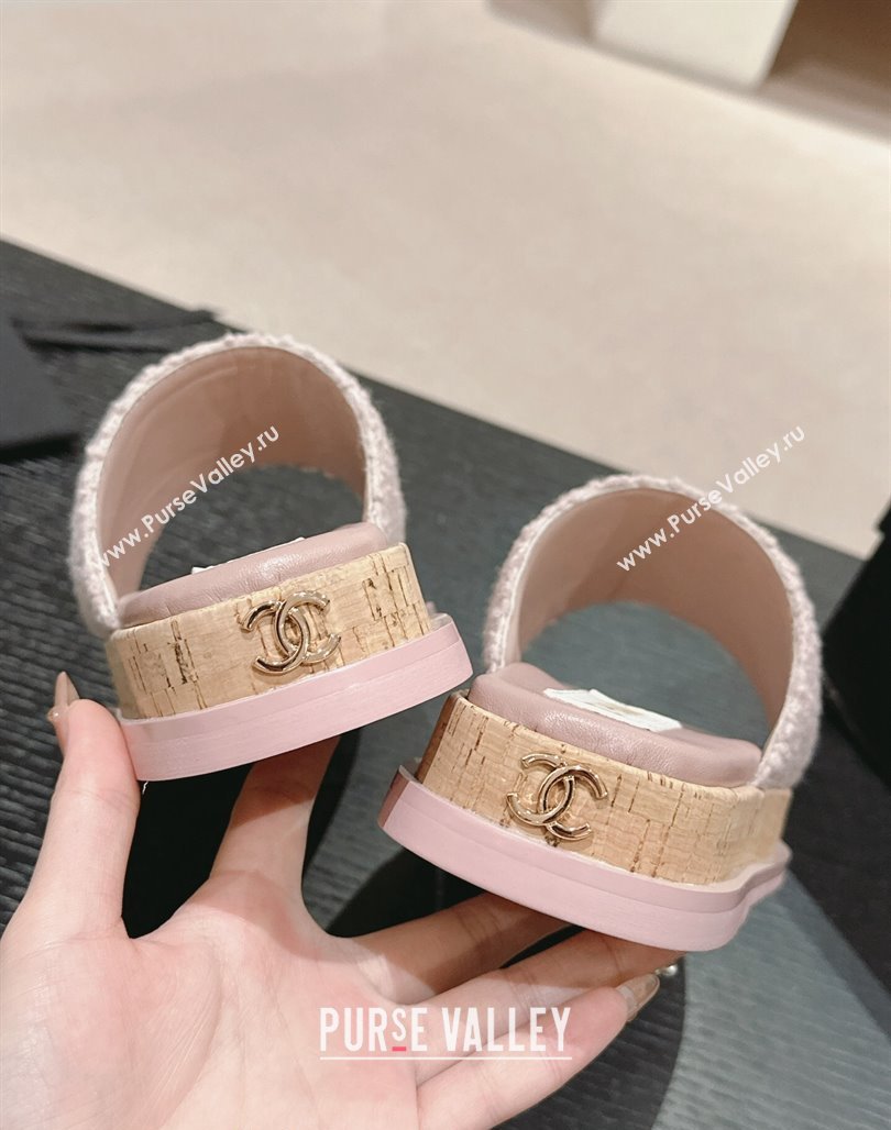 Chanel Teddy-Cloth Flat Slide Sandals with Studs CC Light Purple 2024 0603 (MD-240701120)