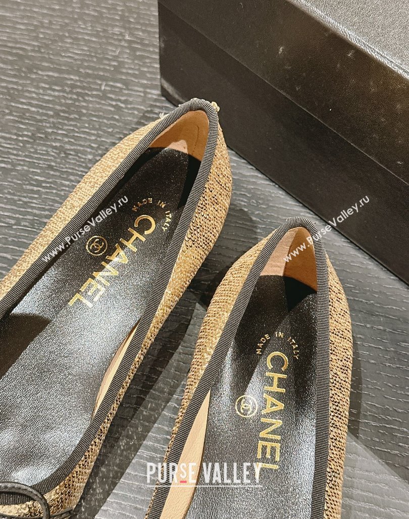 Chanel Sequins Classic Ballet Flats Gold 2024 0701 (MD-2407016)