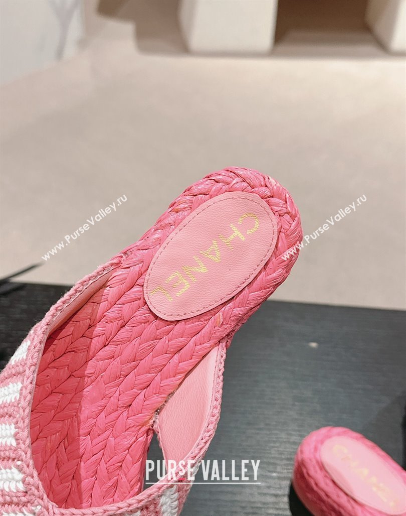 Chanel Knit Flat Thong Slides Sandal Pink/White 2 2024 0701 (MD-240701130)