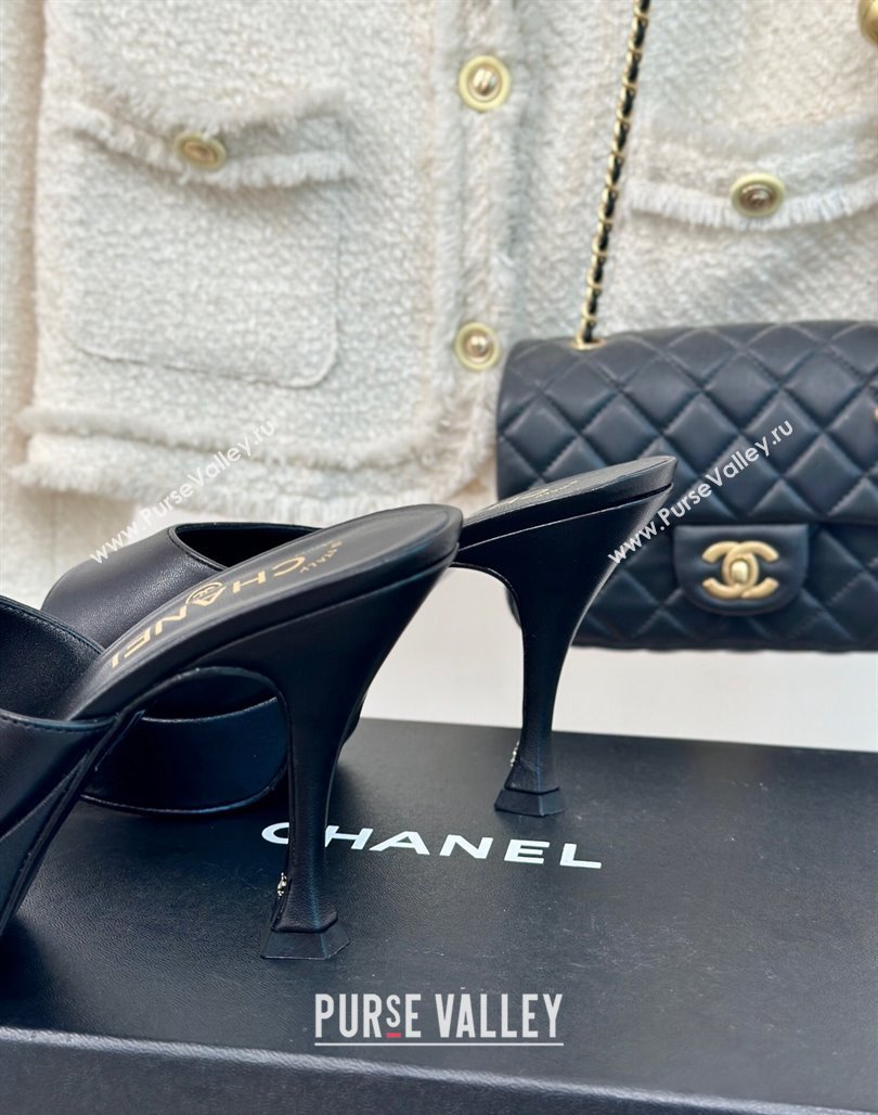 Chanel Lambskin Platform Slides Sandal 9.5cm Black 2024 0701 (MD-2407002)