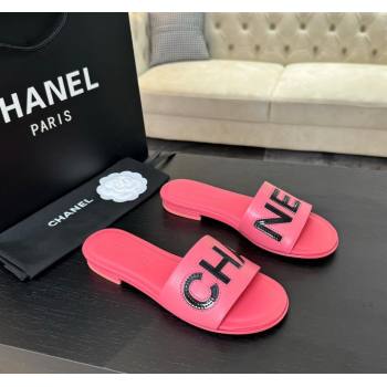 Chanel Calfskin Patent Flat Slides Sandal Pink 2024 0701 (SS-240701036)