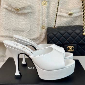 Chanel Lambskin Platform Slides Sandal 9.5cm White 2024 0701 (MD-2407001)