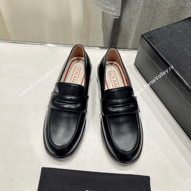 Chanel Calfskin Leather Loafers Black 2024 G45823 (MD-240701050)