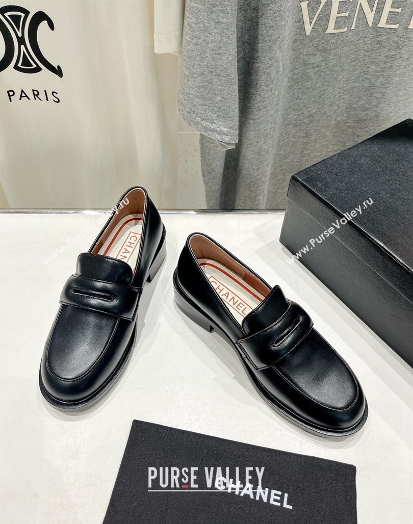 Chanel Calfskin Leather Loafers Black 2024 G45823 (MD-240701050)