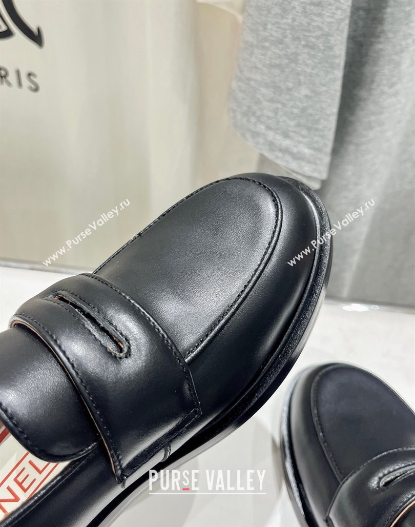 Chanel Calfskin Leather Loafers Black 2024 G45823 (MD-240701050)