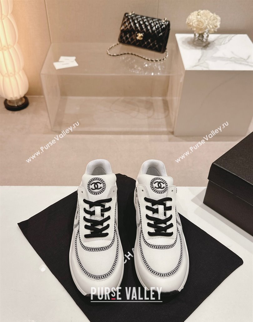 Chanel Calfskin Mesh Sneakers with Stitching White 2024 0701 (MD-240701051)