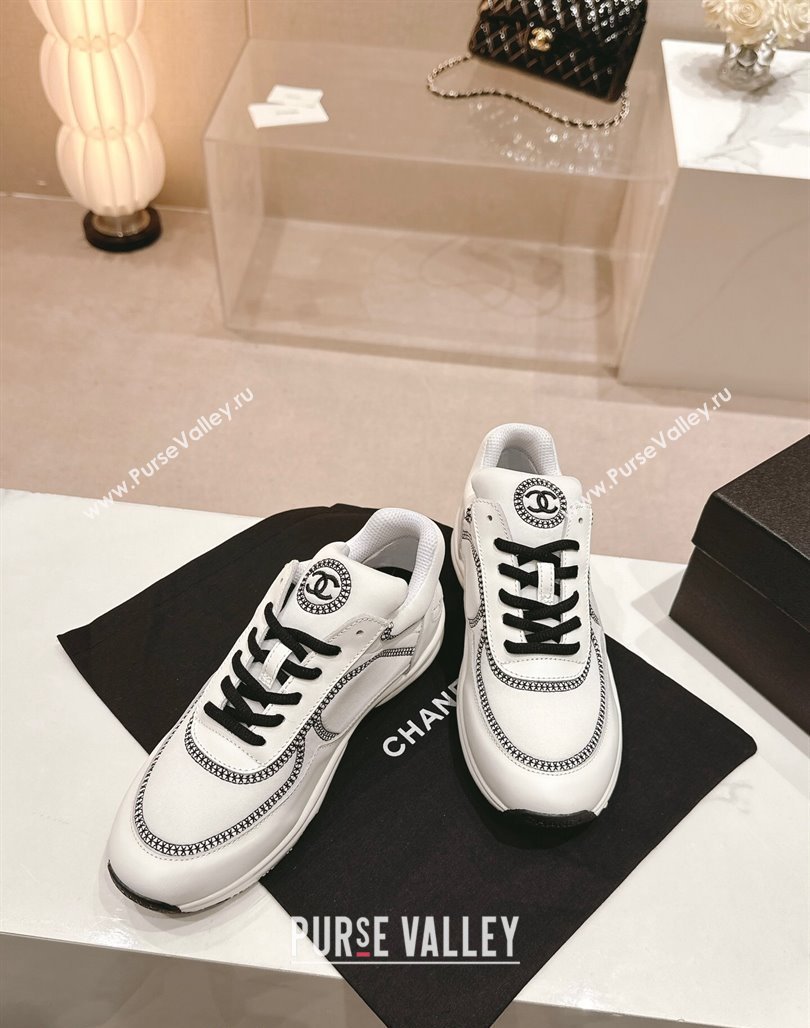 Chanel Calfskin Mesh Sneakers with Stitching White 2024 0701 (MD-240701051)